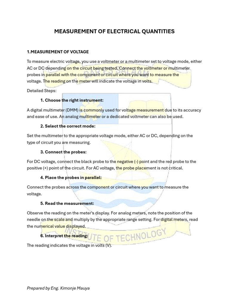 Electrical Quantity Measurement Guide | PDF | Voltage | Power (Physics)
