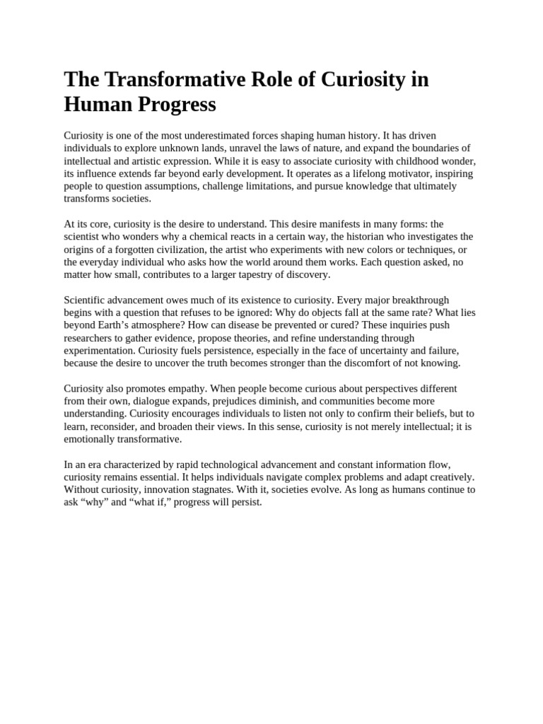 The Power of Curiosity in Human Progress | PDF
