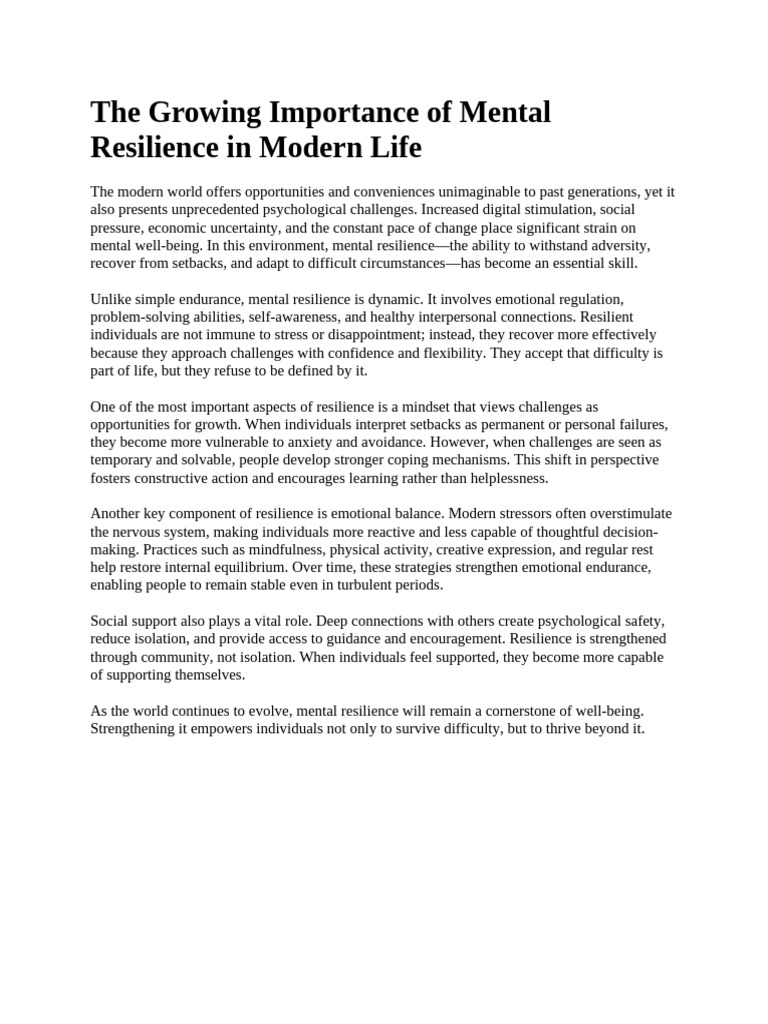 Importance of Mental Resilience Today | PDF