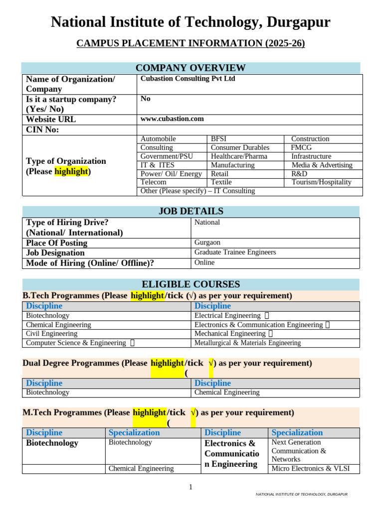 NIT Durgapur Placement Info 2025-26 | PDF | Engineering | Science
