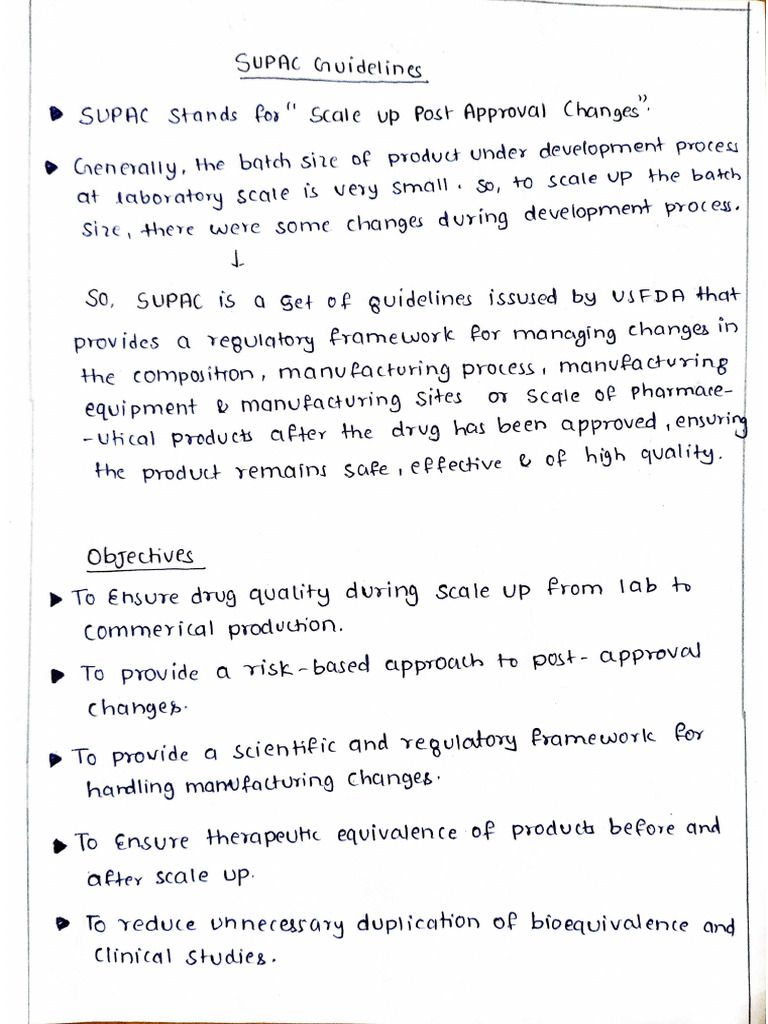 SUPAC Guidelines Industrial Pharmacy Ll Bpharmacy 7th Semester (1) | PDF