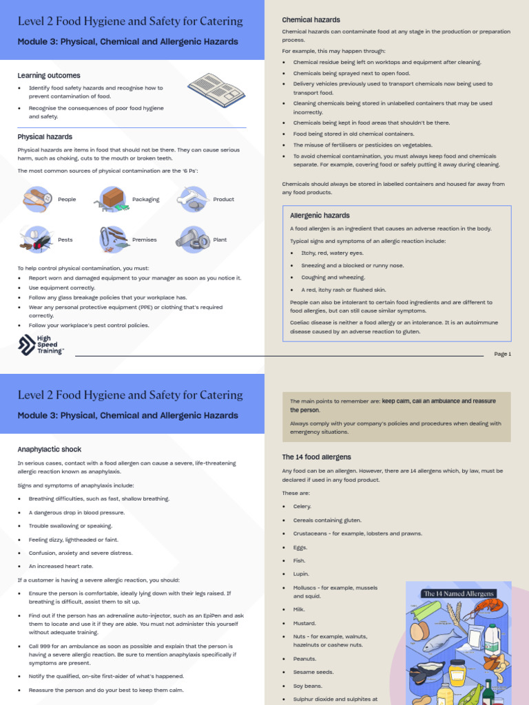 Food Safety: Hazards and Allergen Management | PDF | Food Allergy ...