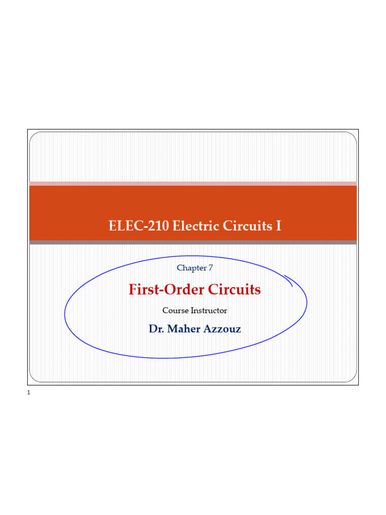 CH7_First-Order Circuits Notes | PDF | Electrical Network | Computer ...