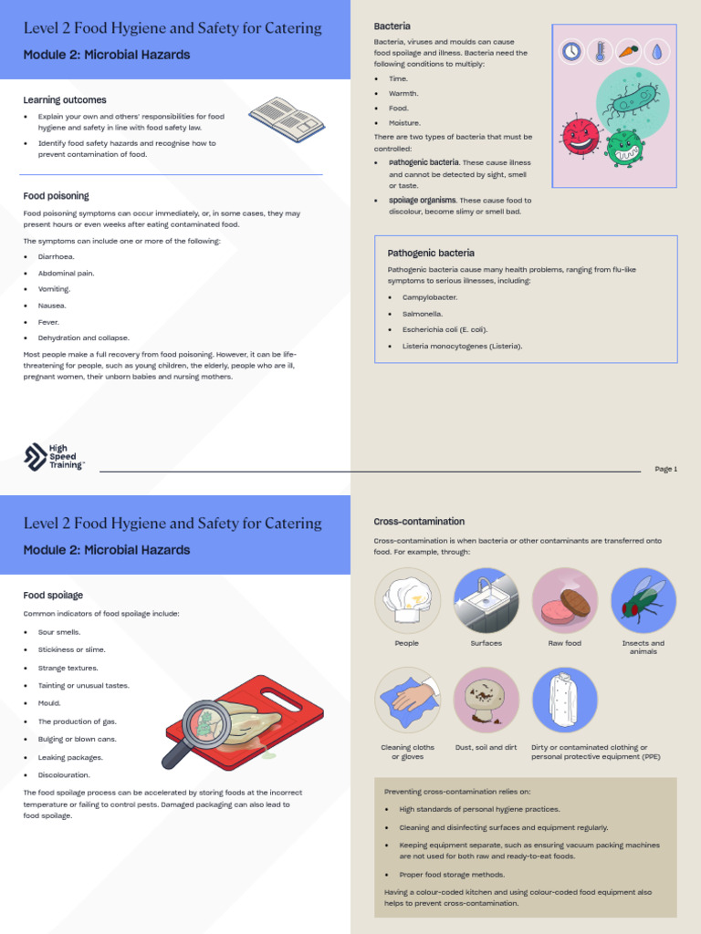 Level 2 Food Hygiene and Safety for Catering Module 2 Course Summary ...