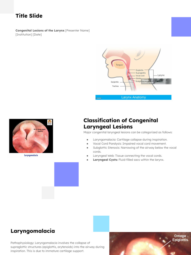 Congenital Laryngeal Lesions Overview | PDF | Larynx | Human Head And Neck