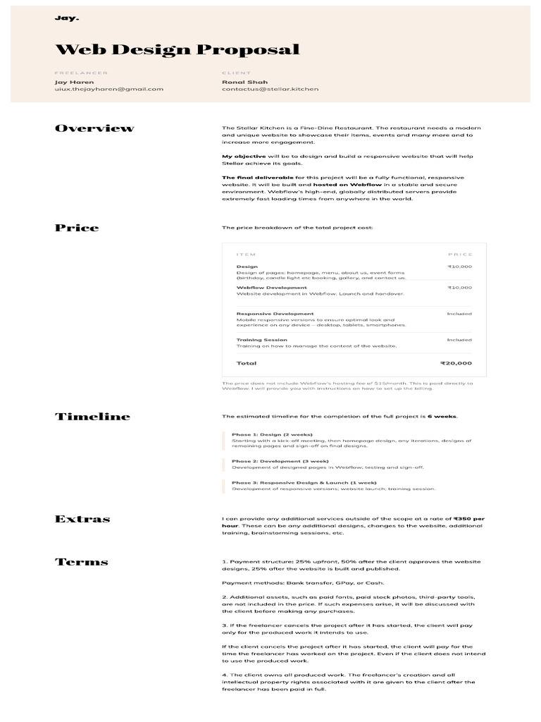 Web Design Proposal for Stellar Kitchen | PDF | Web Development | Computing