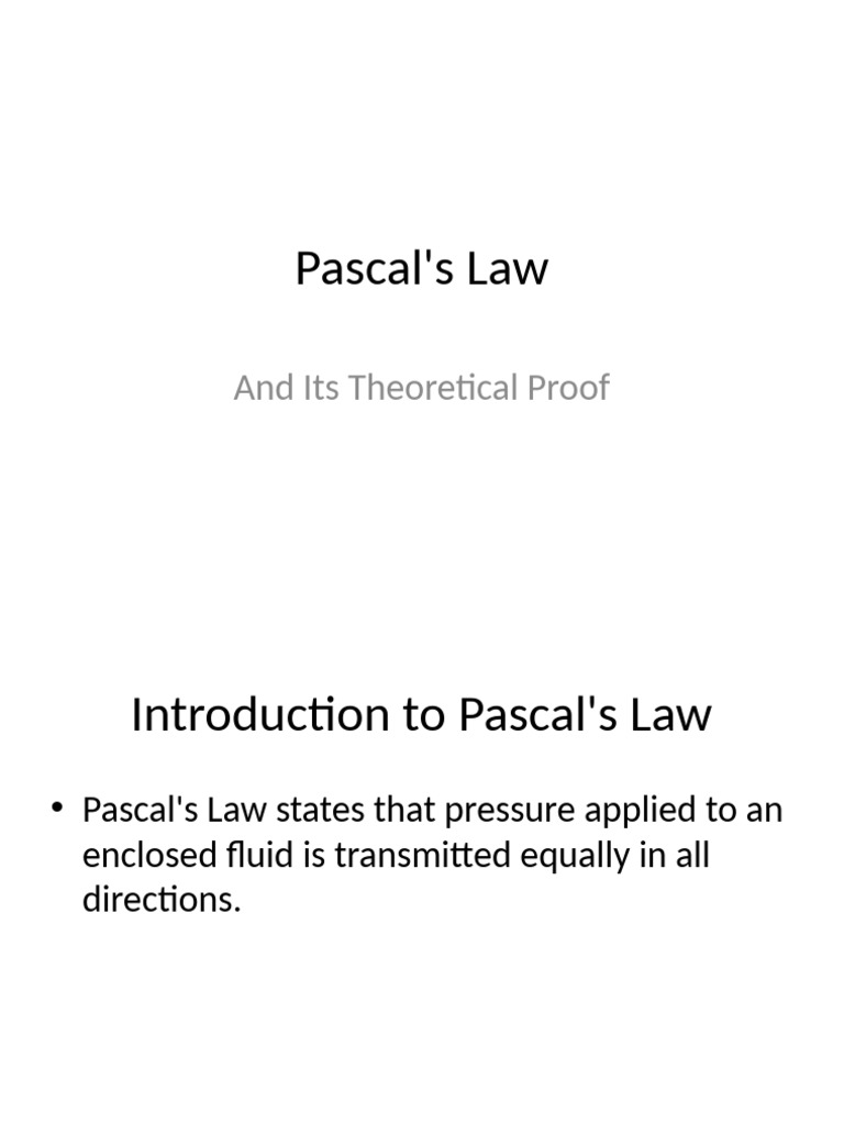 Understanding Pascal's Law and Applications | PDF