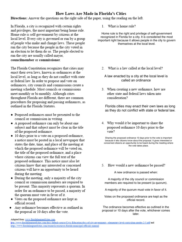 How Florida Cities Create Ordinances | PDF | Local Ordinance | Public Law