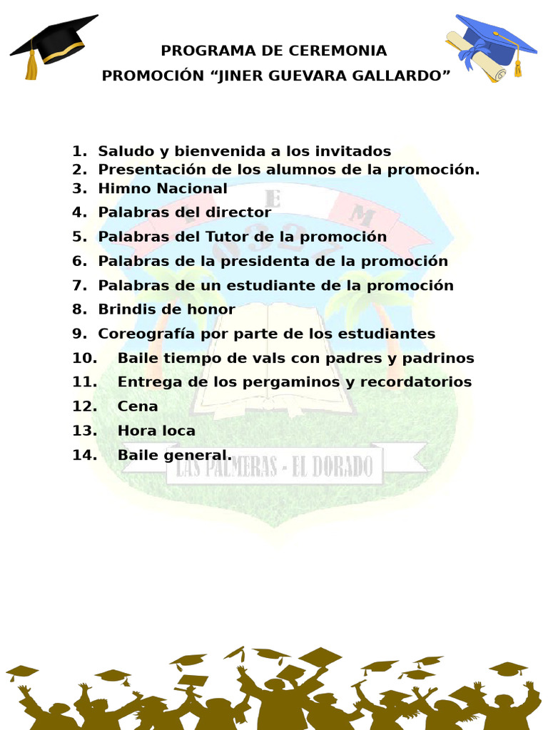 Programa de Ceremonia Promoción-Tony Fredy | PDF