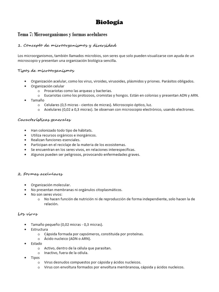 Microorganismos: Tipos y Funciones | PDF | Virus | Las bacterias