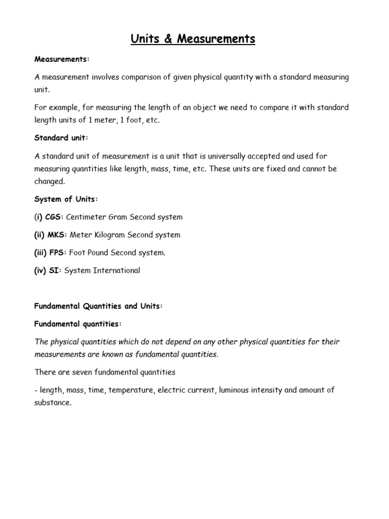 Understanding Units and Measurements | PDF | Significant Figures ...