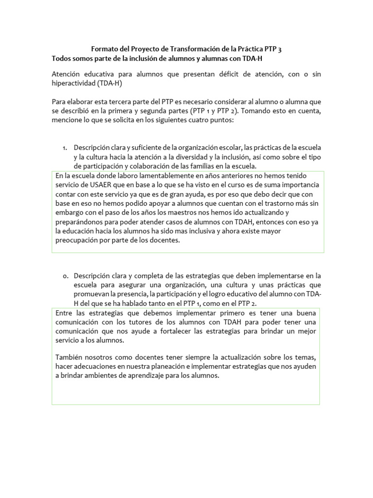 103 - Formato de PTP 3 - FASL | PDF | Desorden hiperactivo y deficit de ...