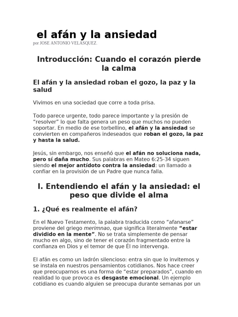 Cómo vencer el afán y la ansiedad | PDF | Jesús | Cristo (título)