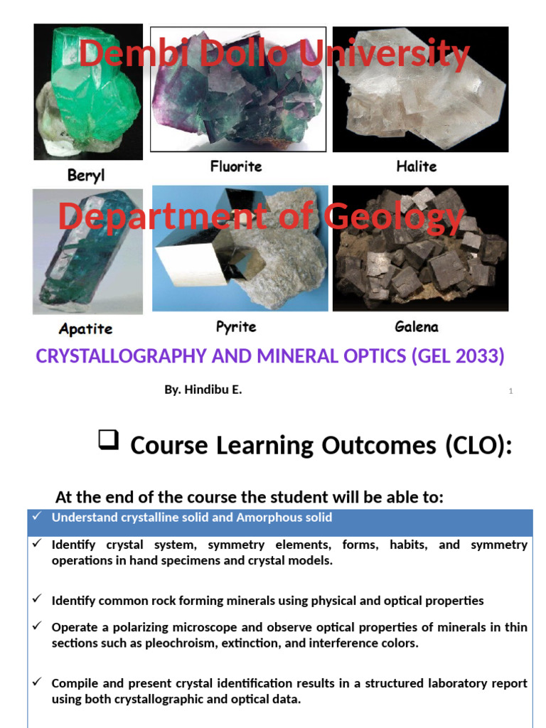 Crystallography and Mineral Optics Course | PDF | Crystal | Crystal ...