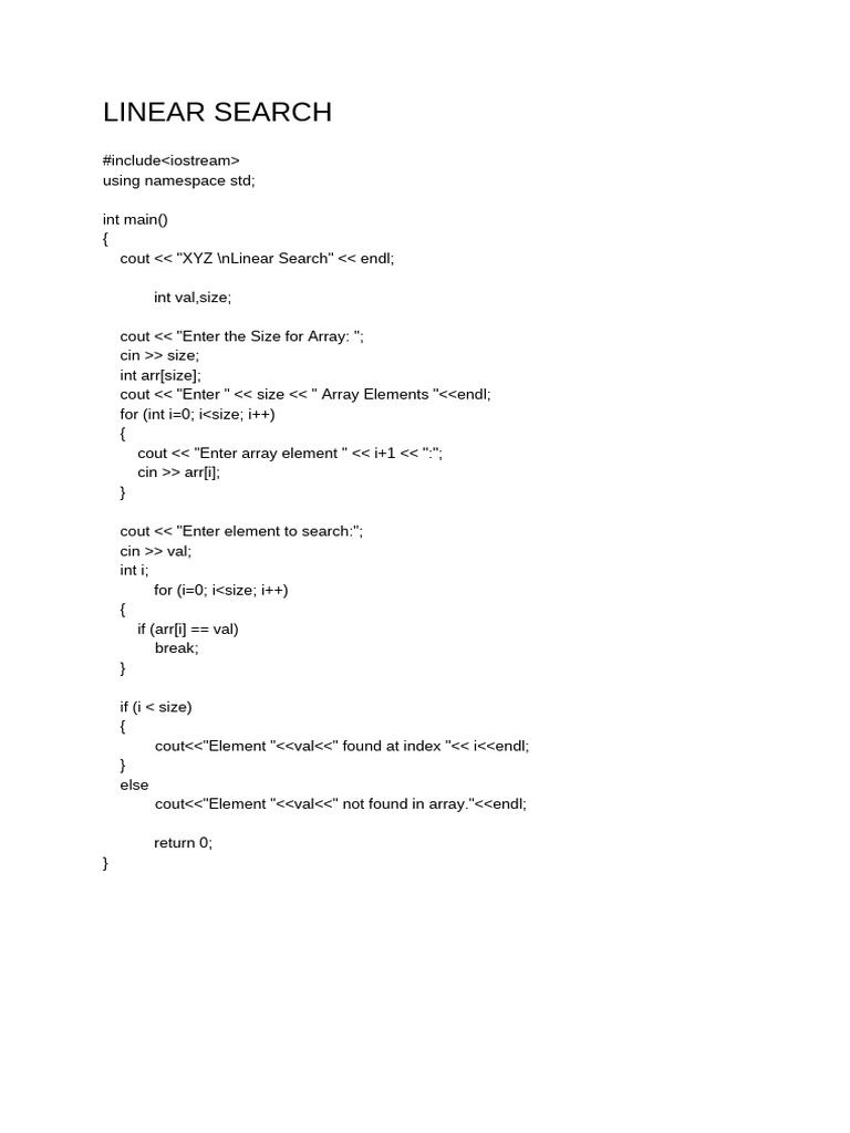 Linear Search | PDF