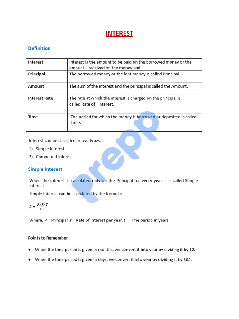 Understanding Interest: Types and Calculations | PDF | Interest ...