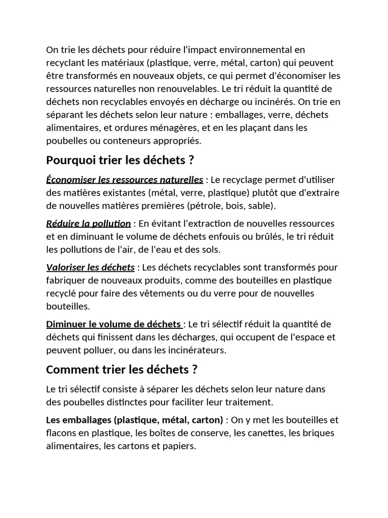 Guide du tri des déchets pour le recyclage | PDF
