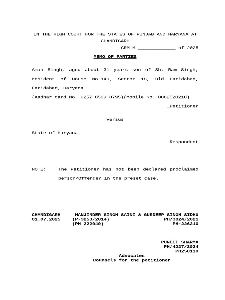 Aman Anticipatory Bail Gurdeep Singh HR 420 IPC | PDF | Bail | Affidavit