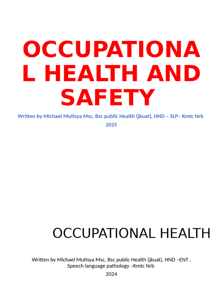 Understanding Occupational Health Risks | PDF | Occupational Safety And ...