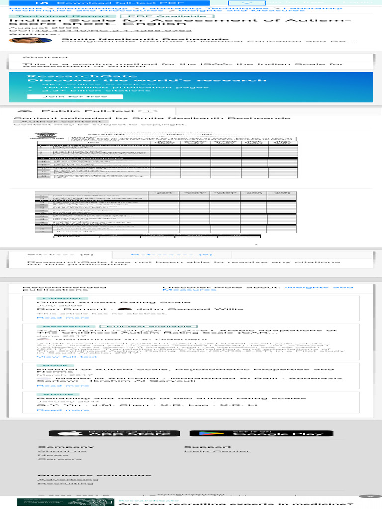 Indian Autism Assessment Score Sheet | PDF | Cognitive Psychology ...