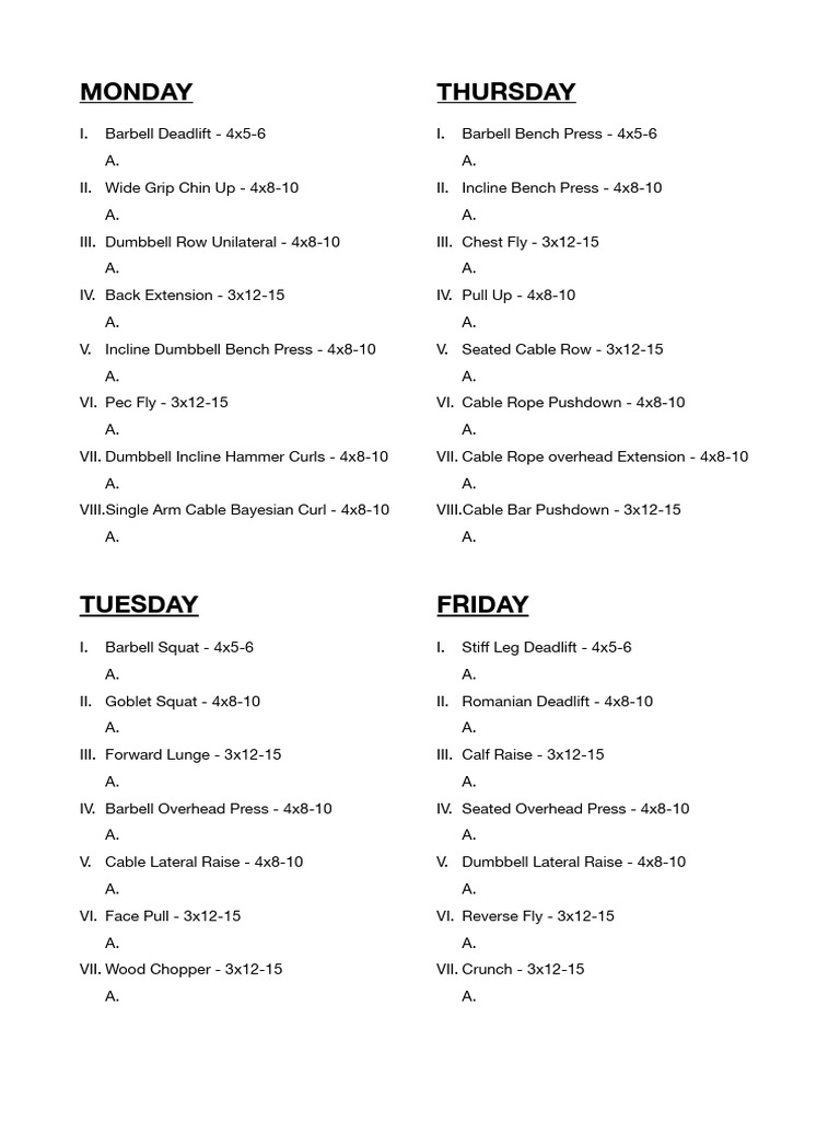 Weekly Strength Training Workout Plan | PDF