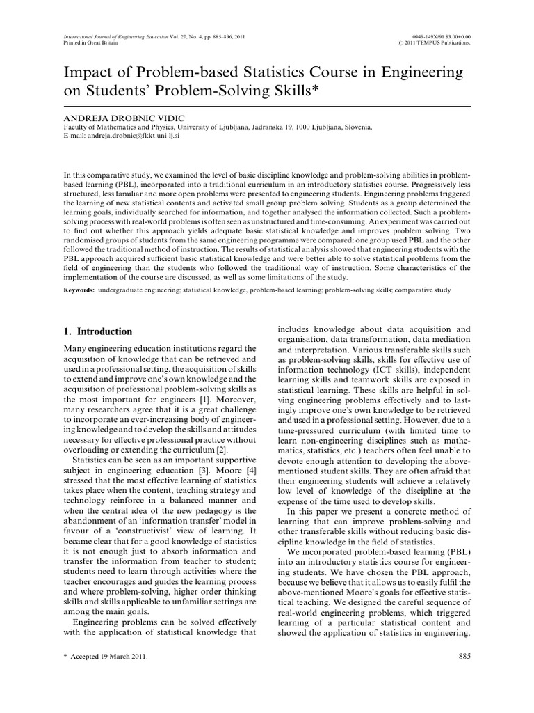 Enhancing Engineering Students' Problem-Solving Skills through PBL in ...