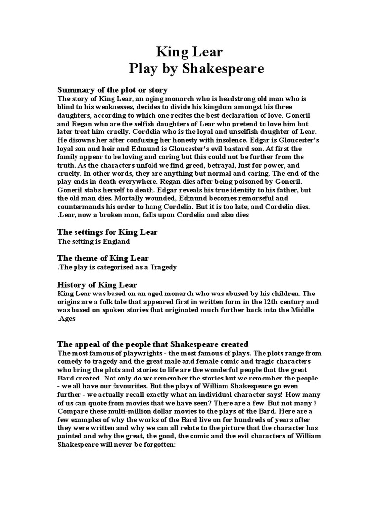 King Lear PDF King Lear