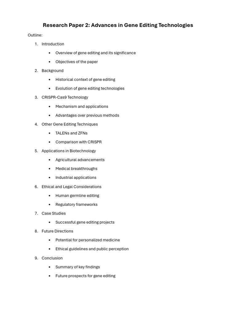 Advances in Gene Editing Technologies | PDF | Genetic Engineering | Gene