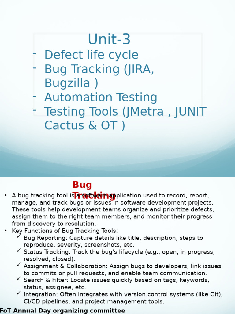 Bug Tracking Tools and Lifecycle Overview | PDF | Unit Testing ...