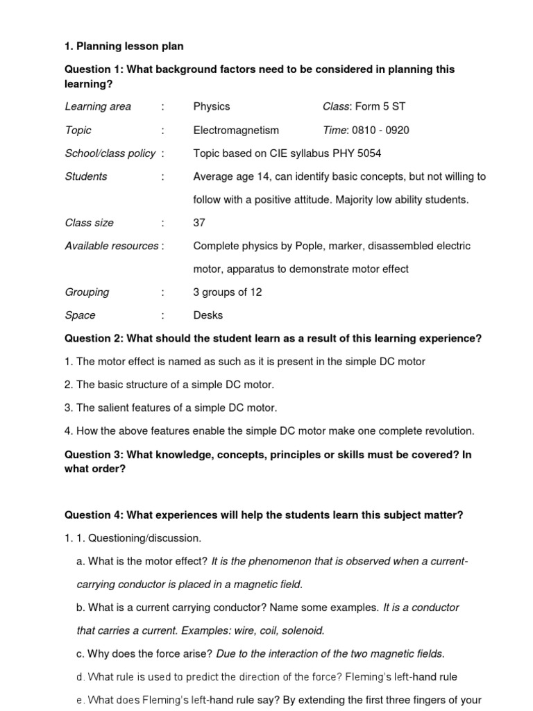Learning Area Class: Form 5 ST Topic Time: 0810 - 0920 School/class ...