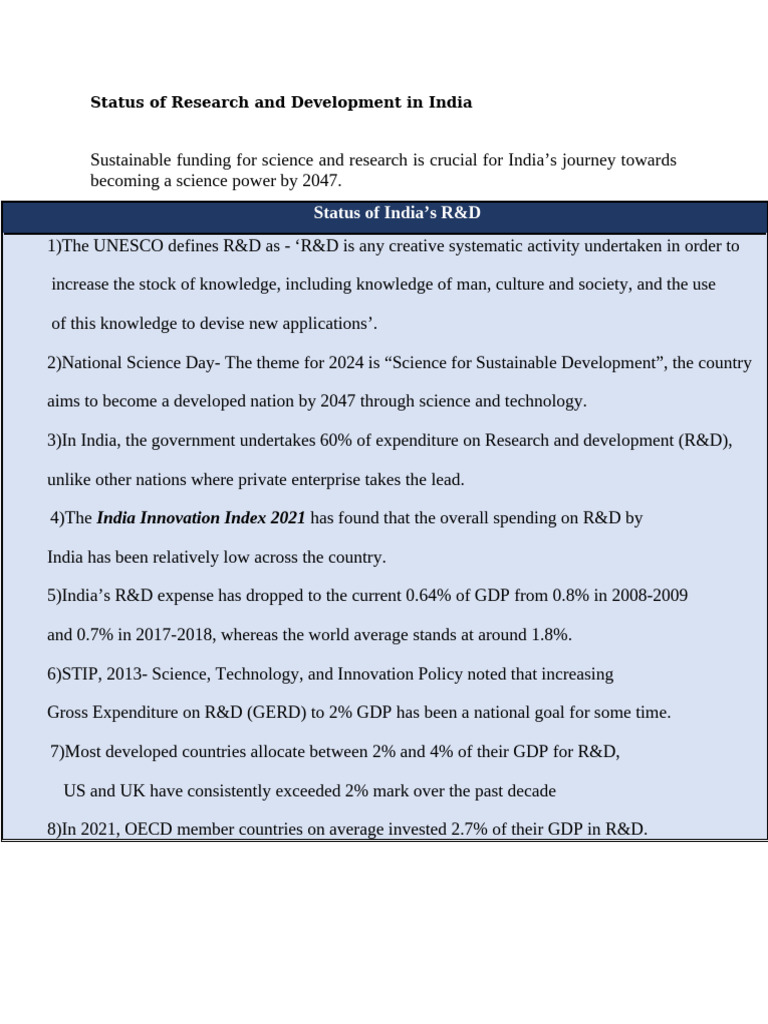 India’s R&D Funding Challenges and Solutions | PDF