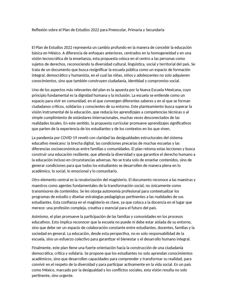 Plan de Estudios 2022: Educación Inclusiva en México | PDF | Plan de ...