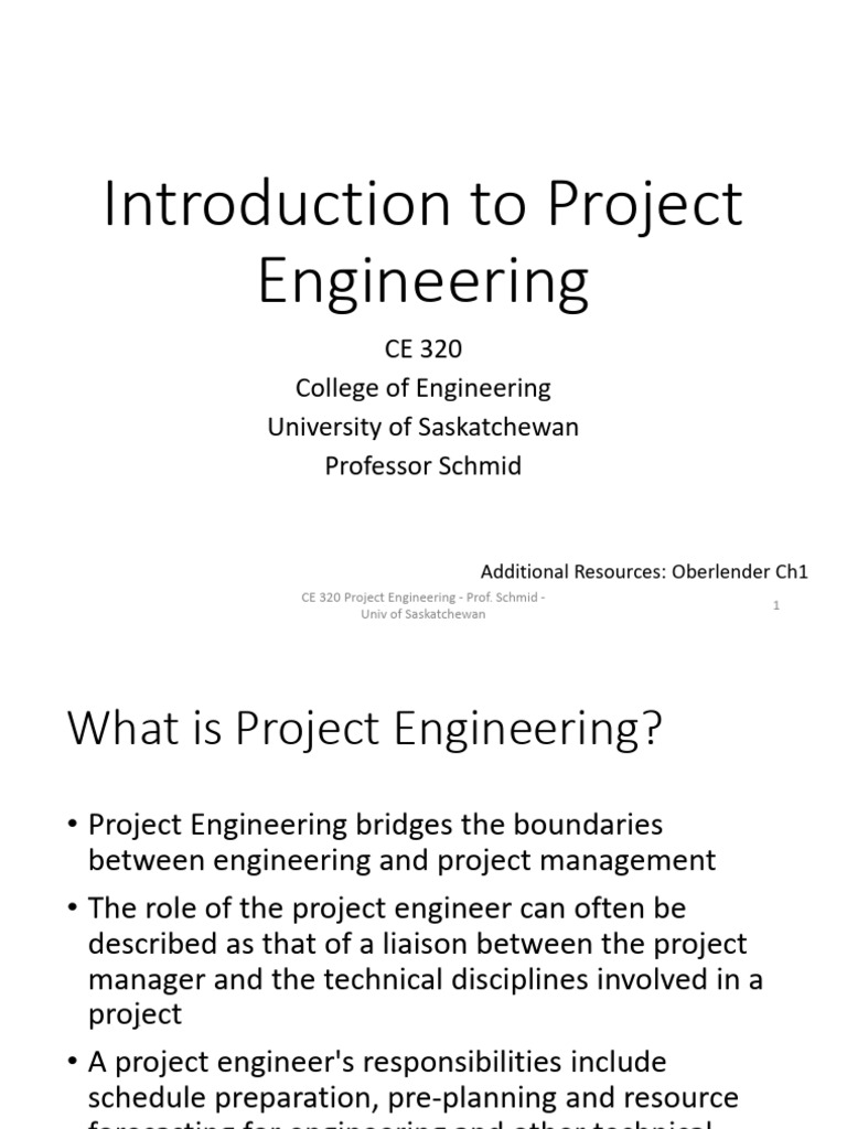 Introduction to Project Engineering CE 320 | PDF | Project Management ...