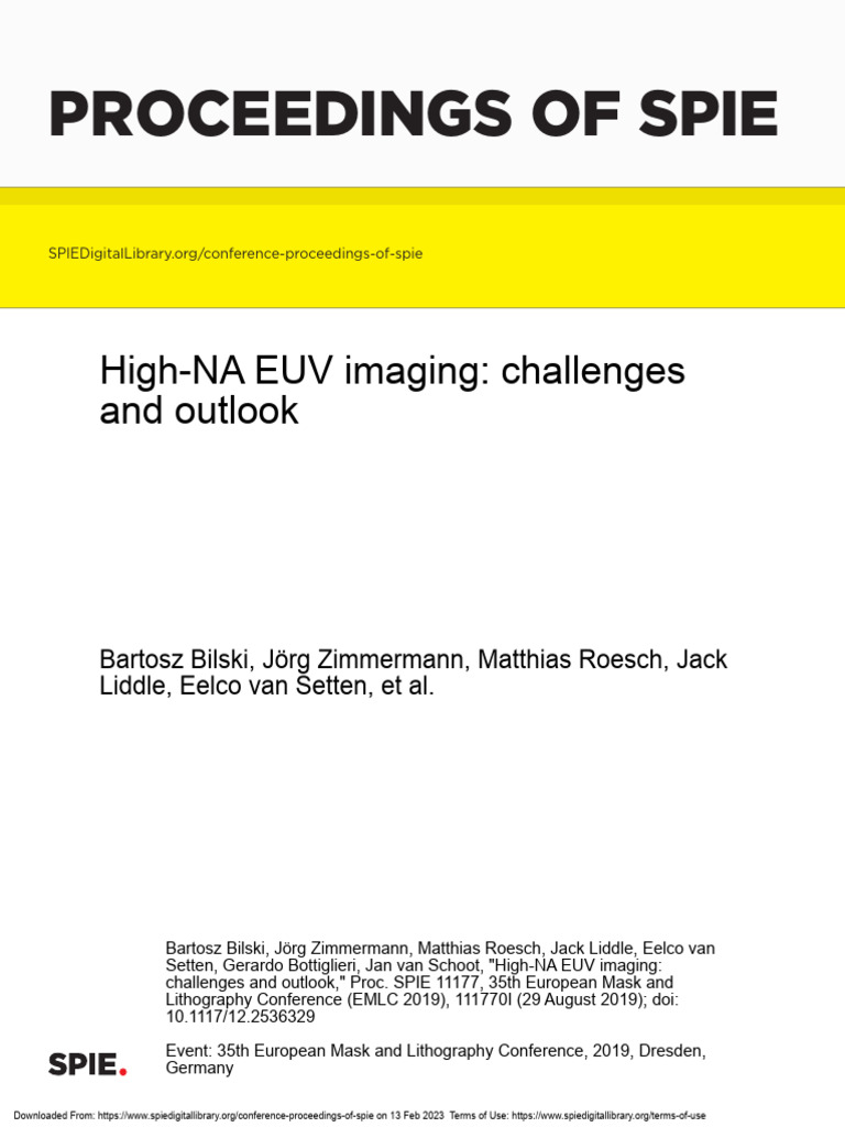 High-NA EUV Imaging Challenges & Outlook | PDF | Photolithography ...