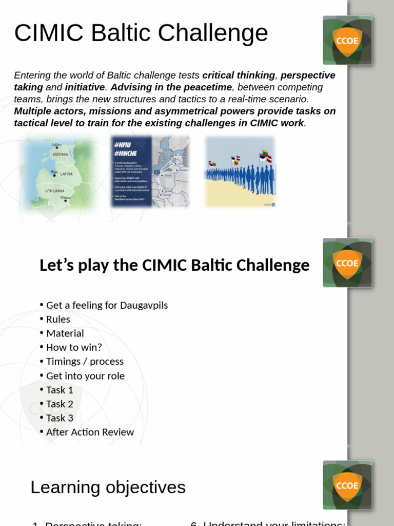 20250623 UC CCOE T&E Baltic Challenge Facilitator Slides | PDF | Cognition