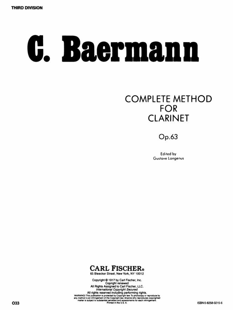 Baermann Method - Op.63 Book 3 | PDF