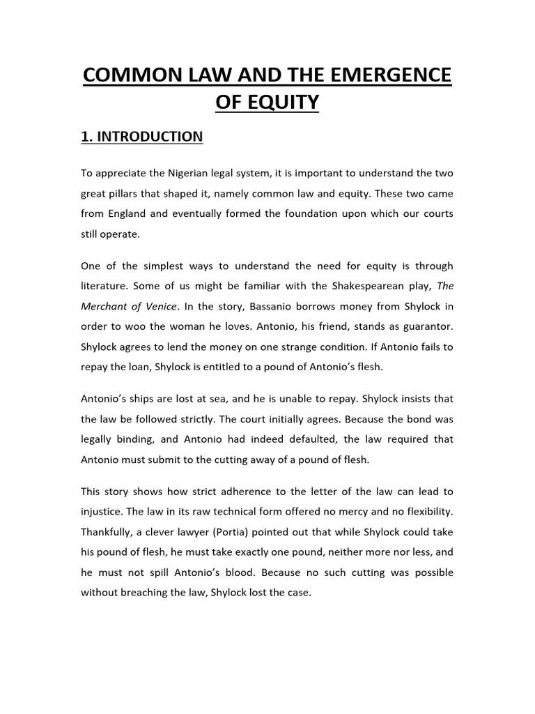 Common Law vs. Equity in Nigeria | PDF | Mortgage Law | Equity (Law)