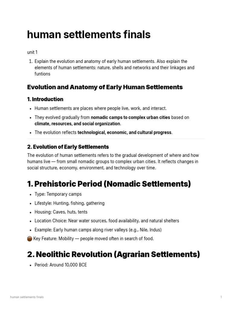 Evolution of Human Settlements Explained | PDF | Cost Of Living | Slum