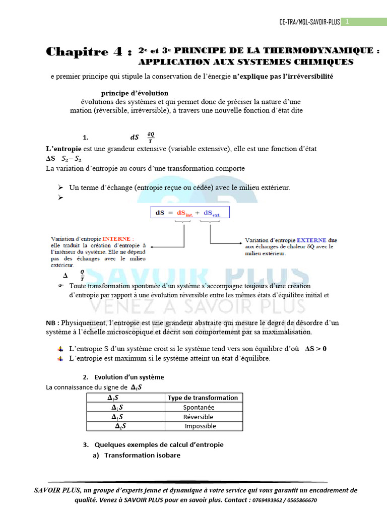 Principes de thermodynamique et entropie | PDF | Entropie | Équilibre ...