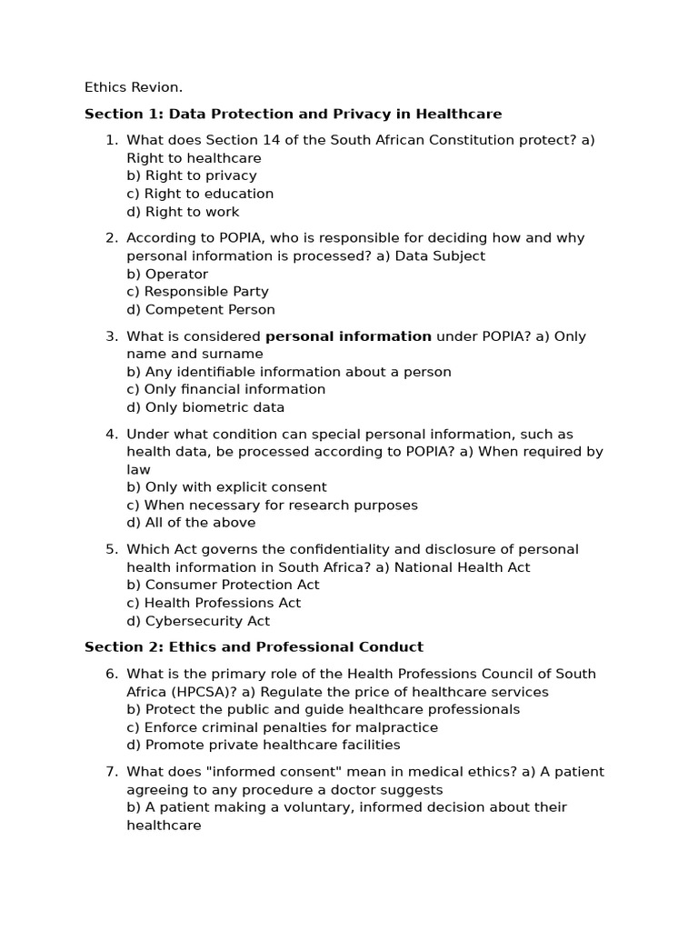 Healthcare Ethics and Data Protection Guide | PDF | Informed Consent ...