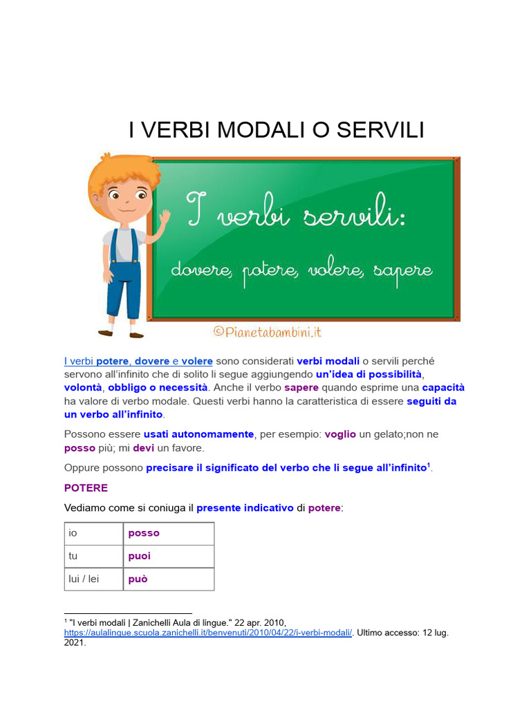 I Verbi Modali o Servili | PDF