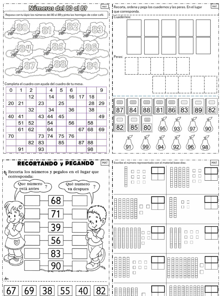 Ficha 10 Dic - Mat - Contamos Del 80 Al 99 | PDF