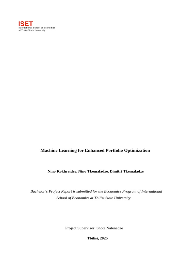 Machine Learning in Portfolio Optimization | PDF | Diversification ...