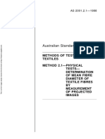 As 2001.2.1-1988 Methods of Test For Textiles Physical Tests - Determination of Mean Fibre Diameter of Textil