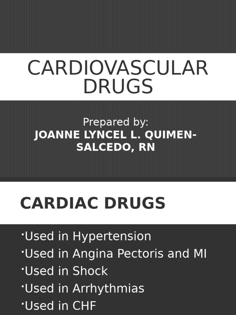 Cardiovascular Drugs Overview | PDF | Vasodilation | Cardiac Muscle