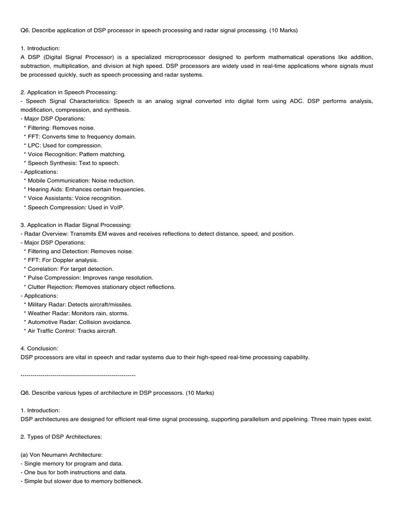 DSP Processor Applications in Speech & Radar | PDF | Digital Signal ...