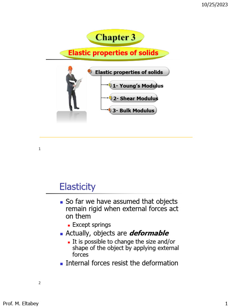 Elastic Properties of Solids Explained | PDF | Deformation (Engineering ...