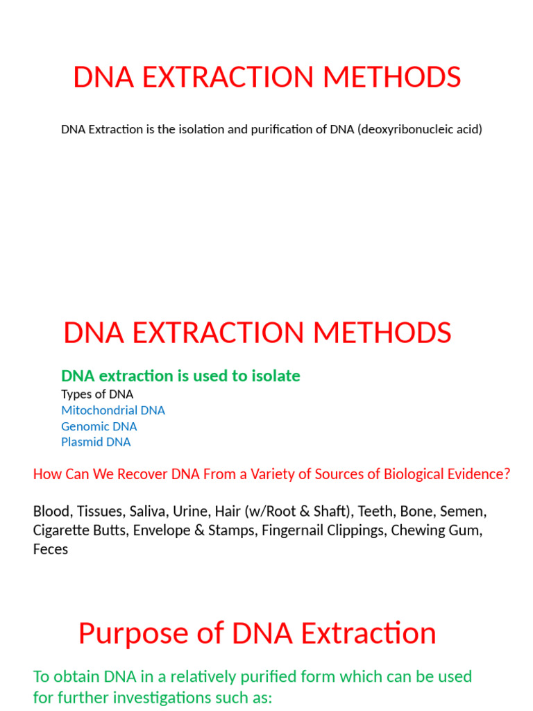 DNA Extraction Techniques and Protocols | PDF | Dna | Genetics