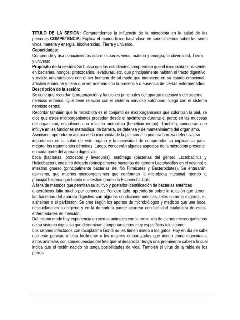 Microbiota y su Impacto en la Salud | PDF
