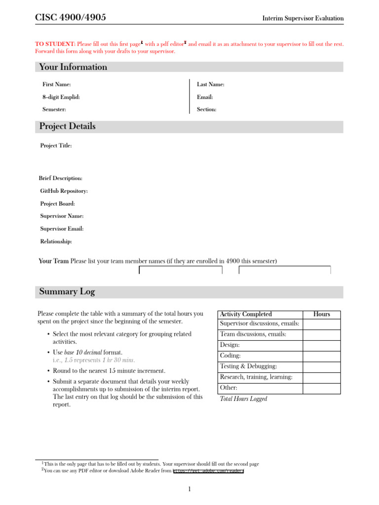 Interim Supervisor Evaluation Form | PDF